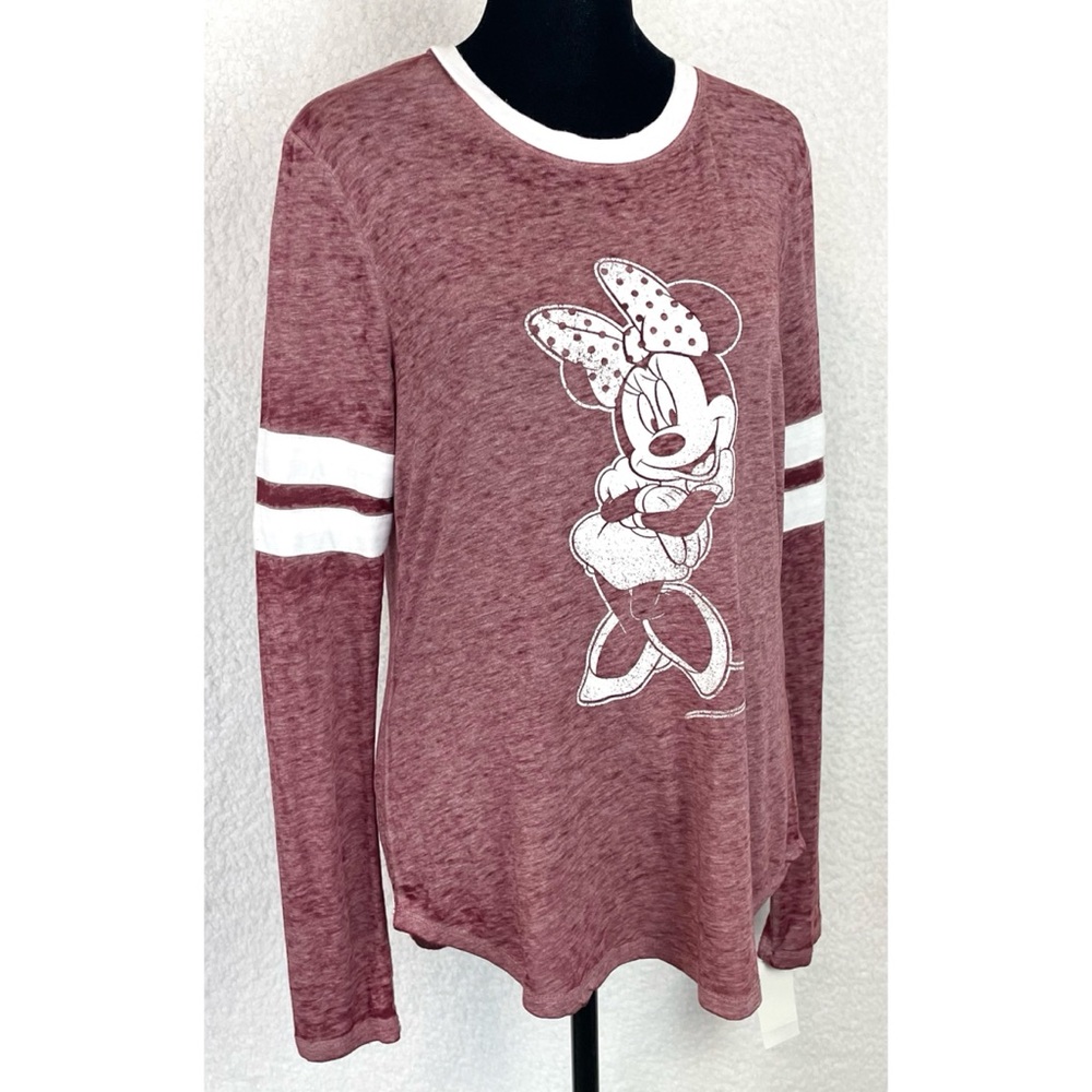 (NWT) DISNEY • Maroon/White Minnie Mouse Long Sleeve Casual Shirt, M - Picture 9 of 14